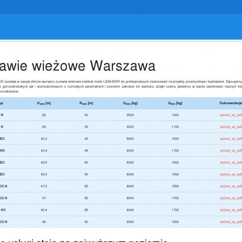 Żurawie wieżowe Warszawa