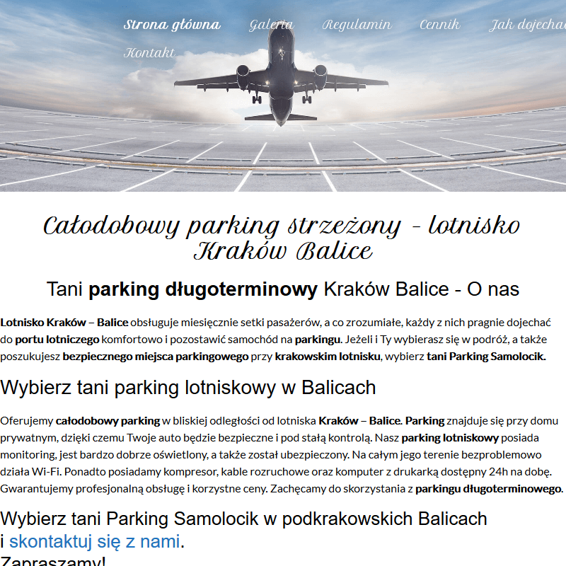 Parking przy lotnisku Kraków